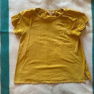 LC Lauren Conrad Mustard Eyelet Sleeve Blouse